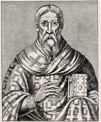 portrett av Areopagitten Dionysius - Portrett av Areopagitten Denys (1. århundre), gresk biskop - Gravering etter en illustrasjon av "Life of illustrious Men" av Thevet - I "" The Catholic Missions in the XIXeme Century"" av Louis- Eugene (Louis av Anonymous Anonymous