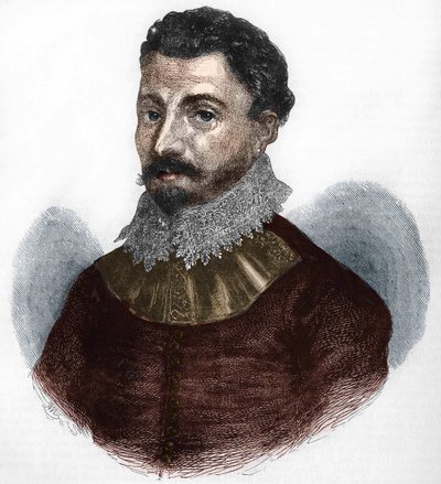 portrett av Sir Francis Drake. Engelsk navigatør og kaper (f i Tavistock, Devonshire, ca. 1540 utenfor Portobelo, Paname av Anonymous Anonymous
