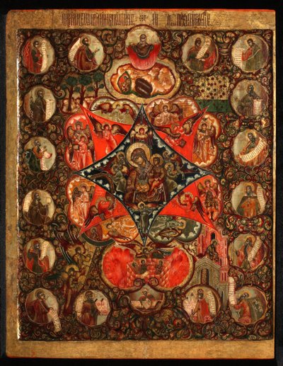 Mother of God of the Burning Bush, 1600-tallet av Anonymous Russian icon painter