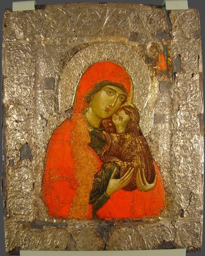 Saint Anne og Mary som barn, 1300-tallet av Anonymous Russian icon painter
