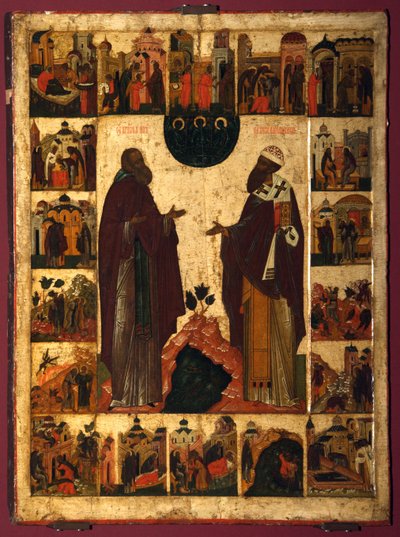 Saint Cyril of White Lake og Saint Cyril of Alexandria, andre halvdel av 1500-tallet. av Anonymous Russian icon painter