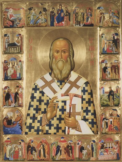 Sankt Ignatius Brianchaninov med scener fra hans liv, 1900-tallet av Anonymous Russian icon painter