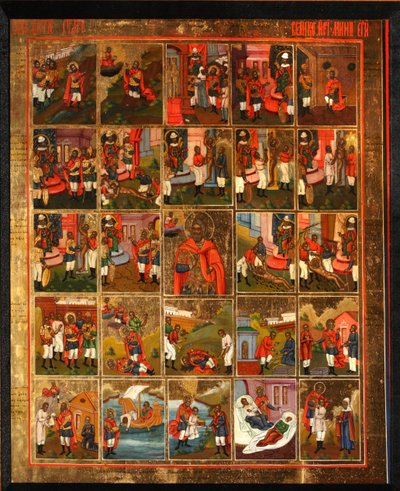 Saint Menas med scener fra hans liv, midten av 1800-tallet. av Anonymous Russian icon painter