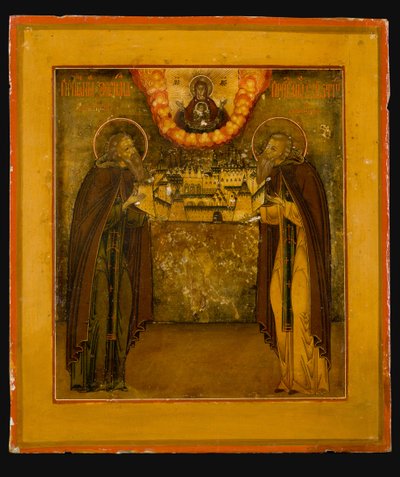 De hellige Zosima og Savvatiy av Solovki, sent på 1700-tallet. av Anonymous Russian icon painter