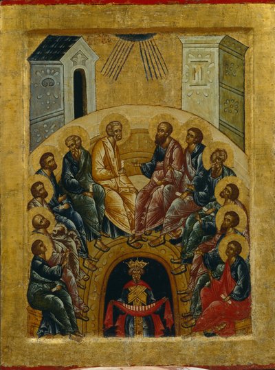 Den hellige ånds nedstigning, 1497 av Anonymous Russian icon painter