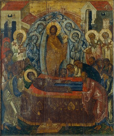 The Dormition of the Virgin, tidlig på 1400-tallet. av Anonymous Russian icon painter