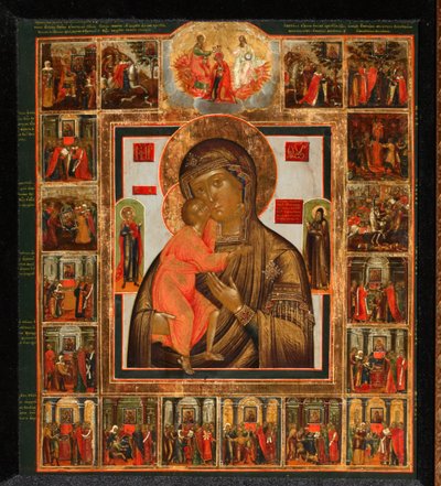 Fedorovskaya Guds mor med underverkene, midten av 1800-tallet. av Anonymous Russian icon painter