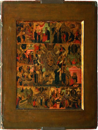 The Glorification of the Virgin Akathist Hymn to the Allerhelligste Theotokos, tidlig på 1600-tallet. av Anonymous Russian icon painter