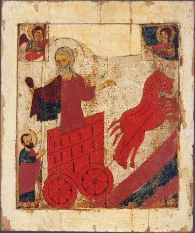 Profeten Elias og den brennende vognen, 1200-tallet av Anonymous Russian icon painter