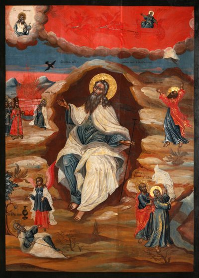 Profeten Elia i villmarken, slutten av 1700-tallet. av Anonymous Russian icon painter
