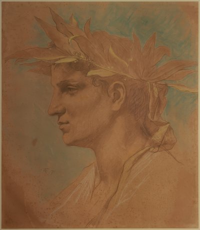 Mannshode omkranset med laurbær av Anselm Feuerbach