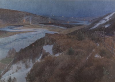 Valborgsnatt i Bergslagen, Grangärde i Dalarna, 1896 av Anshelm Leonard Schultzberg