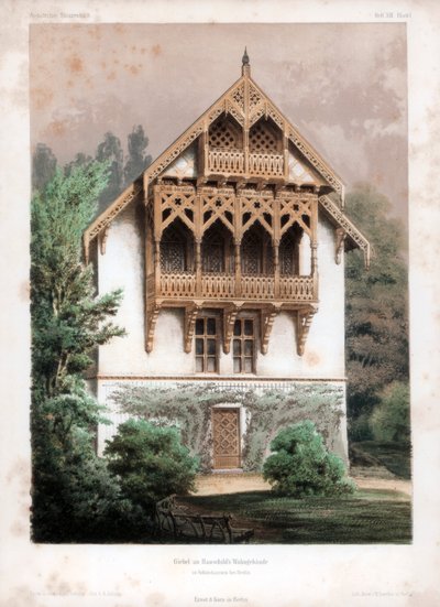 Gavl på en boligbygning, Schonhausen, nær Berlin, Tyskland, c1850 av Anst von W Loeillot