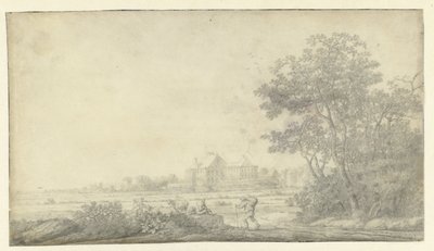 Utsikt over Huis ter Nieuburch, Rijswijk, sett fra øst av Anthonie Jansz. van der Croos