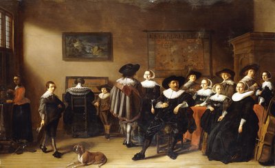 Et gruppeportrett i et interiør, av Anthonie Palamedesz