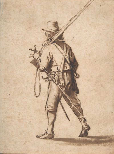 En vandrende musketer, sett bakfra, 1600-tallet. av Anthonie Palamedesz