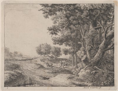 En bonde med en spade, 1600-tallet. av Anthonie Waterloo