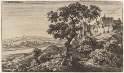 En landsby på en høyde av Anthonie Waterloo