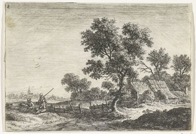 Bønder på en høyde Landskap med figurer (serietittel) av Anthonie Waterloo