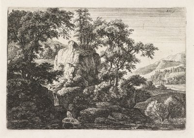 Dobbel foss Landskap med steiner (serietittel) av Anthonie Waterloo