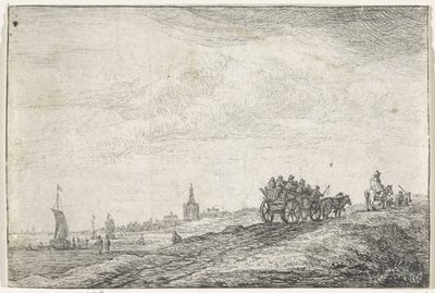 Hestevogn kystlinje Landskap med bygninger (serietittel) av Anthonie Waterloo