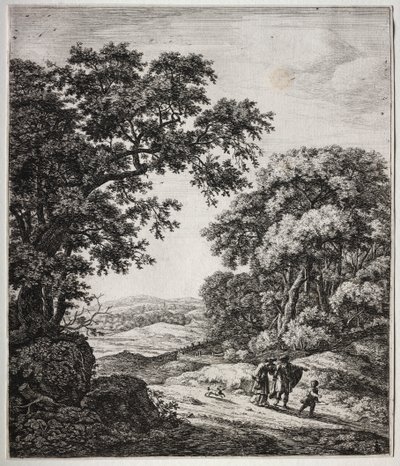Seks store oppreiste landskap med scener fra Det gamle testamente: Abraham avviser Hagar og Ismael av Anthonie Waterloo