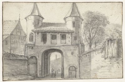 Byport ved Hamburg (?), sett fra innsiden av Anthonie Waterloo