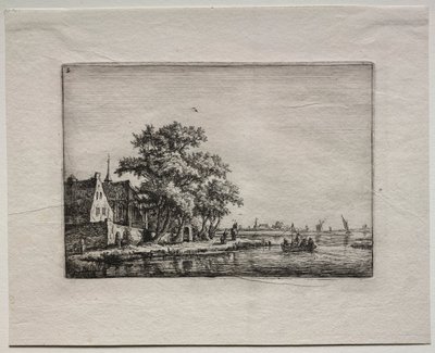 Kirkegården ved kanalen. av Anthonie Waterloo