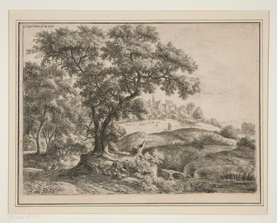 The Edge of the Woods med Village on the Heights av Anthonie Waterloo