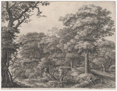 Reisende hviler i skogen, 1600-tallet. av Anthonie Waterloo