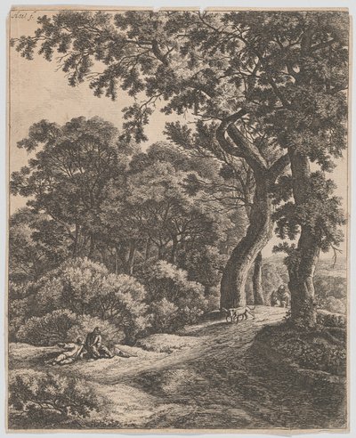 To reisende som hviler i skogen, 1600-tallet. av Anthonie Waterloo