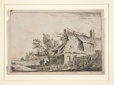 Landsby med en vannmølle, fra et sett med 12 landskapsetninger av Anthonie Waterloo