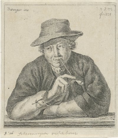 røykende mann Schevingsche fiskeoppdretter (tittel på objekt) av Anthonie Willem Hendrik Nolthenius de Man