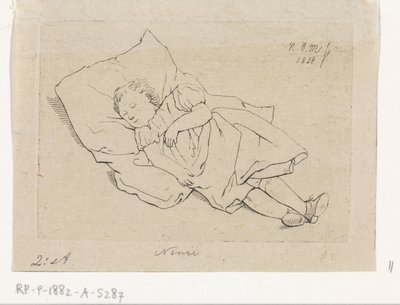Sovende barn på en pute av Anthonie Willem Hendrik Nolthenius de Man