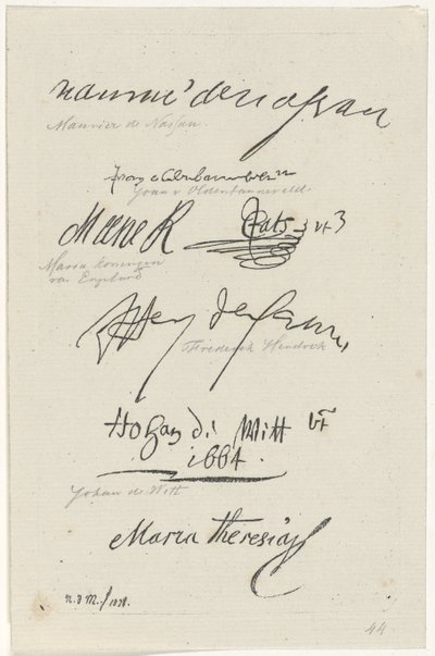 Flere faksimiler av signaturer av Anthonie Willem Hendrik Nolthenius de Man