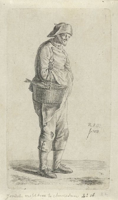 fiskehandler Jødisk fiskehandler i Amsterdam (tittel på objekt) 12 studiefigurer (serietittel) av Anthonie Willem Hendrik Nolthenius de Man