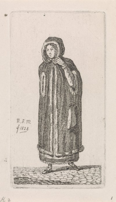 Femeie cu mantie 12 Figurine de studiu (titlul seriei) norvegiană av Anthonie Willem Hendrik Nolthenius de Man