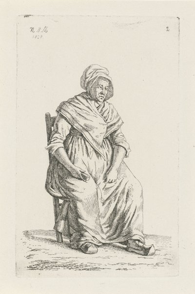 Sittende bondekone fra Vallonia Bønder og kvinnelige bønder fra Storbritannia av Nederland (serietittel) av Anthonie Willem Hendrik Nolthenius de Man