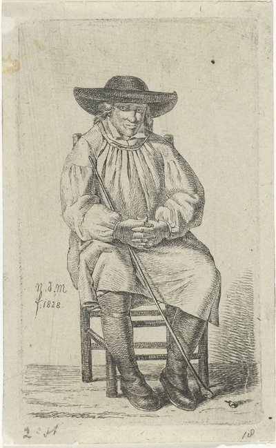 Sittende mann med stokk 12 studiefigurer (serietittel) av Anthonie Willem Hendrik Nolthenius de Man
