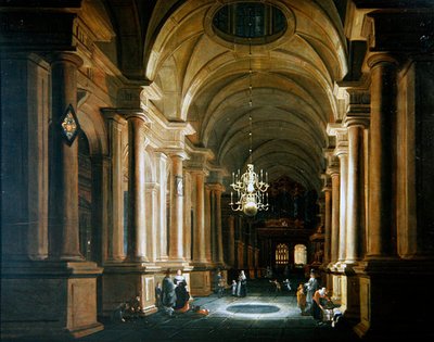 Figurer i kirkeskipet (olje på panel) av Anthonie de Lorme
