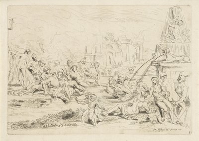 Å bade satyrer en nymfe The Bacchanal (serietittel) av Anthonie de Winter