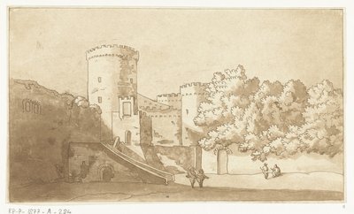 Mur av en festning med tårn Castel Gandolfo av Anthonie van den Bos