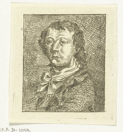 Portrettbyste av en ung mann med et hvitt slips av Anthonie van den Bos