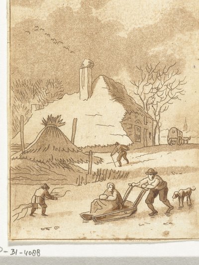 Vinterlandskap med ismoro av Anthonie van den Bos