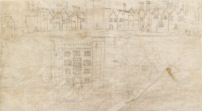 Bygninger langs sørfronten av Oatlands Palace, ca. 1550-tallet av Anthonis van den Wyngaerde