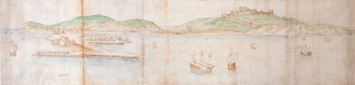 Dover fra havet, midten av 1500-tallet av Anthonis van den Wyngaerde