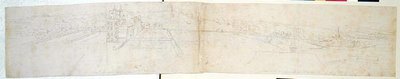 Greenwich Palace, ca. 1544 (penn og blekk og blyant på papir) av Anthonis van den Wyngaerde