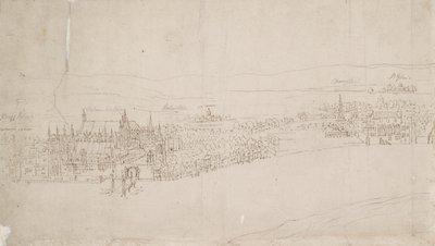 Panorama av London sett fra Southwark: Westminster, 1554 av Anthonis van den Wyngaerde