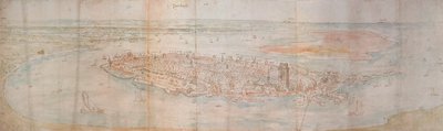 Panoramautsikt over Dordrecht fra et forhøyet punkt mot vest, 1545 av Anthonis van den Wyngaerde