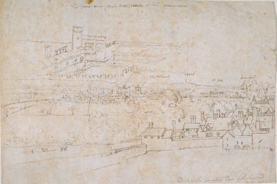 Ark med studier av Palaces of Hampton Court, Richmond og omkringliggende landsbygd, c1560s. av Anthonis van den Wyngaerde